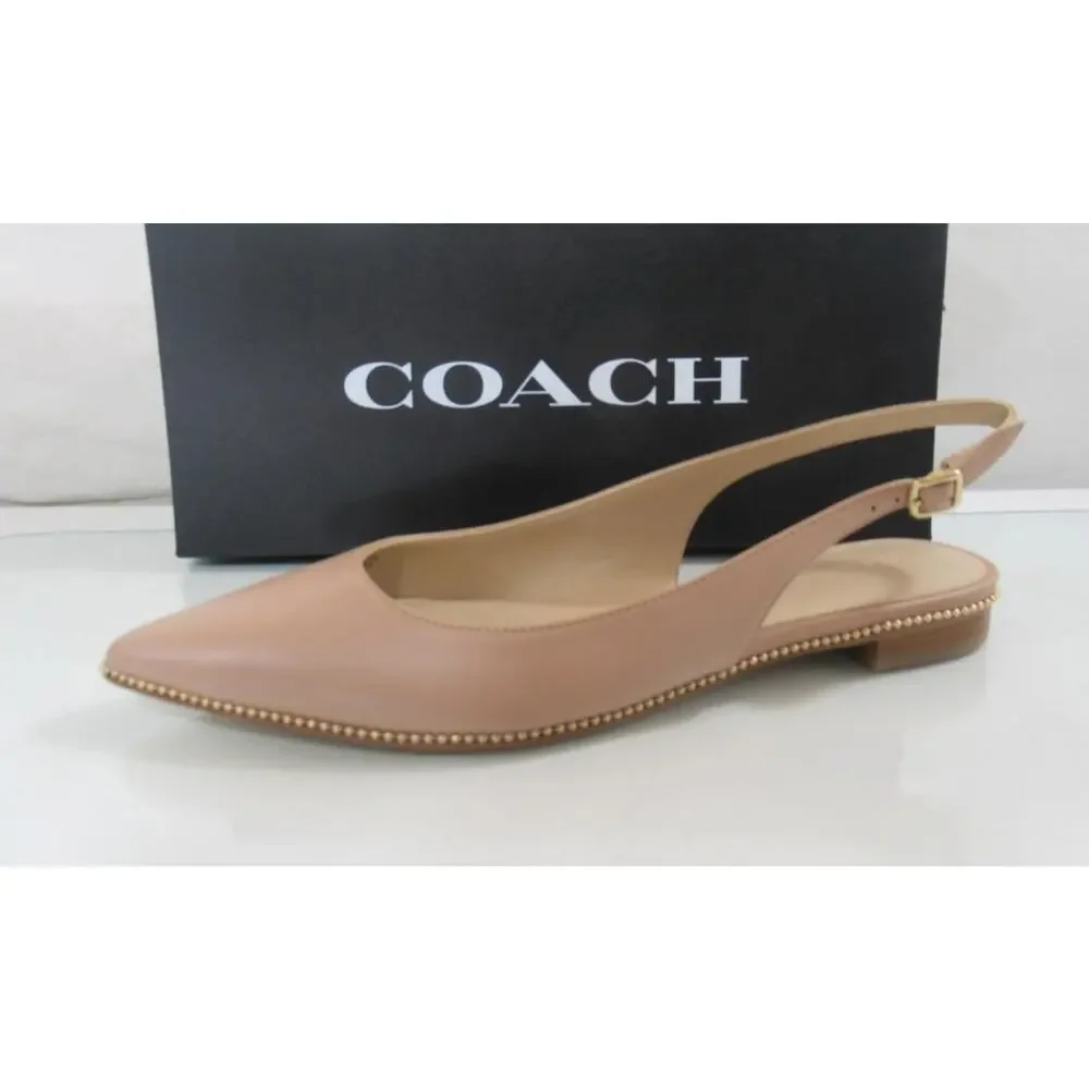 Coach Claire Leather Skimmer Slingback Flat Sandals Pale Blush Size 8.5